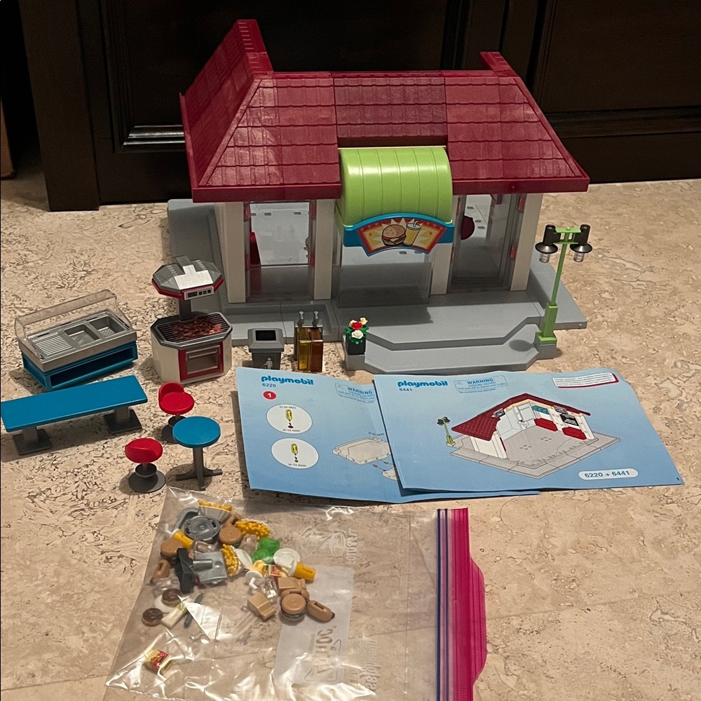 Playmobil Fast Food Restaurant Set (both 6220 and 6441) with manuals